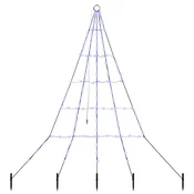 Vidaxl LED božično drevo z zemeljskimi ostrimi Modra 182 cm Kovina