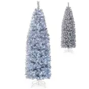 Northix 180 cm umetno božično drevo iz svinčnika z 250 hladno belimi LED diodami, Slim White + Black