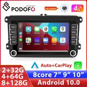 Podofo 8 128G 2 Din Android 9.1 Radio Car GPS Multimedia Player For VW/Volkswagen/Golf/Polo/Passat/b7/b6/SEAT/leon/Skoda Carplay
