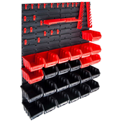 vidaXL 29-dijelni set kutija za pohranu sa zidnim plocama crveno-crni