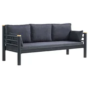 Casa Padrino Art Nouveau garden sofa anthracite/gray/natural 200 x 70 x H. 85 cm - Metal garden sofa with cushions - Patio sofa - Garden furniture - Patio furniture - Art Nouveau furniture