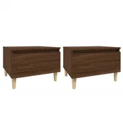 Vidaxl Stranska mizica 2 kosa rjav hrast 50x46x35cm inženirski les