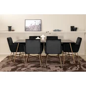Venture Design Jedilna miza in stol komplet Petra miza 75x190x90 cm stol 60x87x57 cm črna