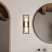 Quintiesse LED zunanja stenska svetilka BLAKLEY črna/alabaster višina 41 cm IP44 - Kopalnica - črna mat, alabastrno bela marmorirana - Kovina