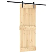 Vidaxl Drsna vrata Naravna in črna 80 x 210 cm Masiven borov les
