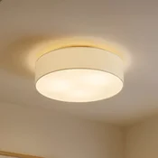 Lindby stropna svetilka Sebatin, O 50 cm, kremno bela, tkanina, E27 - spalnica - Sodobni - kremno bela, mat nikl - Tkanine/tekstil