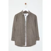 Trendyol Beige Slim Fit Button Down Winter Shirt