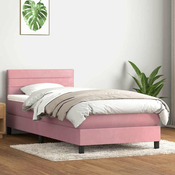 vidaXL vidaXL Box spring postelja z vzmetnico roza 90x220 cm žamet, (21791804)