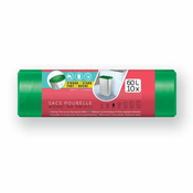 VREČA ZA SMETI LDPE VIGO, 60L/10 KOSOV, 60X80CM ZELENA