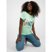 Light green womens T-shirt with summer print