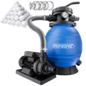 Peščena filtracija za bazen AQUA s filtrirnimi kroglicami, 10.200 l/h, modra Monzana