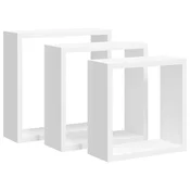 Vidaxl Stenske police kocke 3 kosi bele MDF