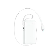 Joyroom Powerbank 10000 mAh, 35 W, z navijalnim kablom USB-C in kablom-vrvico Lightning – bela