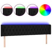 Vidaxl LED posteljno vzglavje črno 203x16x78/88 cm blago