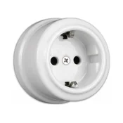 Elhard - Keramicka retro kucna uticnica SCHUKO 230V bela