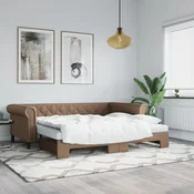 Greatstore Izvlečna dnevna postelja z vzmetnicami kapučino 90x200 cm