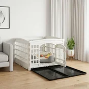 vidaXL 4 Panelni igralni prostor za kužke 177,5 x 154,5 x 112 cm Bela