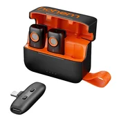 Mikrofon Hohem 2TX Plus 1RX z 2 oddajnikoma, sprejemnikom in etuijem za polnjenje - orange/black