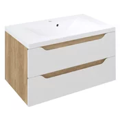 WAVE Vanity Unit 79,7x45x47,8cm, bela/ hrast Alabama - Bela; rjava - 80x45x48 cm - Sapho - WAVE - 24 - MDF/laminat - 800 - 450 - 480 - 14