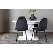 Venture Design Jedilna miza in stol komplet Pluto miza 76x120x90 cm bela stoli 88x53,3x44 cm črni
