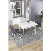 Hanah Home trpezarijski set Nil, sto i 2 stolice, bela ploca, dimno siva tkanina Babyface