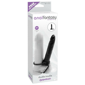analfantasy Double Trouble - pritrdljiv analni dildo (črn)