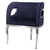 Casa Padrino luxury velvet armchair blue/silver 78 x 55 x H. 59 cm - Living room armchair - Hotel armchair - Luxury living room furniture - Living room furnishings - Luxury furnishings