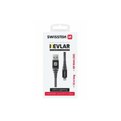 SWISSTEN PODATKOVNI KABEL KEVLAR USB/LIGHTNING 1,5 M ANTRACIT