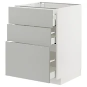 METOD / MAXIMERA Podni element s 3 fioke, bela/Havstorp svetlosiva, 60x60 cm