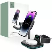 Bežični punjač TECH-PROTECT QI15W-A27 3u1 magnetski MagSafe bežični punjač crni (9490713934586)