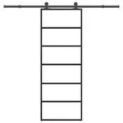 Vidaxl vidaXL Drsna vrata z okovjem, ESG steklo in aluminij, 76x205 cm