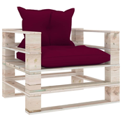 vidaXL Vrtna sofa od paleta od borovine s jastucima crvene boje vina
