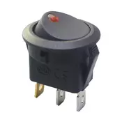 Prekidac wipp 6A/250V 1-pol okrugli crni sa crvenim, fi=21mm