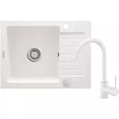 Deante Zorba ZQZ A11A Sudopera, 1 korito, 15cm, Granitna + BEN L62M Slavina, 355mm, Bela