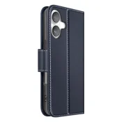 AVIZAR Denarnica etui za iPhone 16 iz premium usnja s funkcijo stojala, Modra noč, (5000190306)