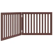 Vidaxl Vrata za pse zložljiva 2 panela rjava 160 cm topolovina