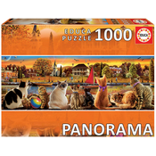 Puzzle panorama Cats on the Quay Educa 1000 delov in Fix lepilo od 11 leta