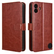 GS Ovitek za telefon Nothing CMF Phone 1 Flip, denarnica Crazy Horse, rjava