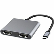 MicroConnect USB-C na HDMI ženski razdelilnik x2