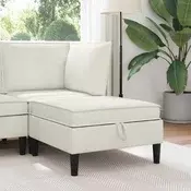 vidaXL Pouf s shrambnim prostorom Krem Žamet
