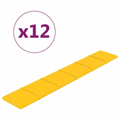 vidaXL Zidne ploče 12 kom žute 90 x 15 cm baršunaste 1,62 m2