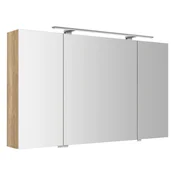 SAPHO RIWA Elegantna Ogledalna Omarica z LED Lučjo, 3 Vrata, 121x70x17 cm, Dub Alabama