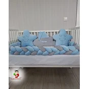 Bubamara037 Pletenica za krevetac, Trostruka, 120cm, Plavo-siva