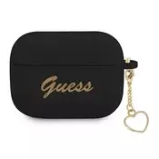 Ovitek za AirPods Pro Guess Silicone Charm Heart - črn