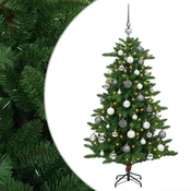 Vidaxl Umjetno božično drevo z okrasnimi kroglami 120 cm 150 LED
