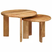vidaXL Gnezditvene mize 2 pcs Rjava Masiven les manga