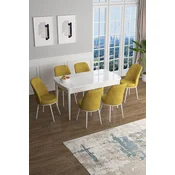 Hanah Home Set Trpezarijski sto i 6 stolica Han, Žuto-beli