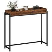 HOMCOM HOMCOM Konzolna miza iverna plošča, kovina 100D x 30Š x 91V cm rustikalno rjava, (5000243039)