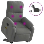 MAISON CHIC Električni masažni naslanjač - Relax naslanjač temno siv blago iz mikrovlaken, (22061739)