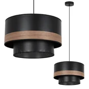 GH ČRNA VISEČA SVETILKA WOOD DUO, 1-PLOŠČNI MREŽAST SENČNIK, OREHOV FURNIR